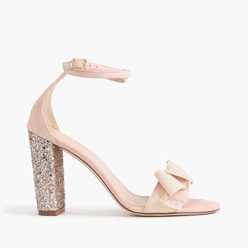 Suede Sandals with Glitter Heel