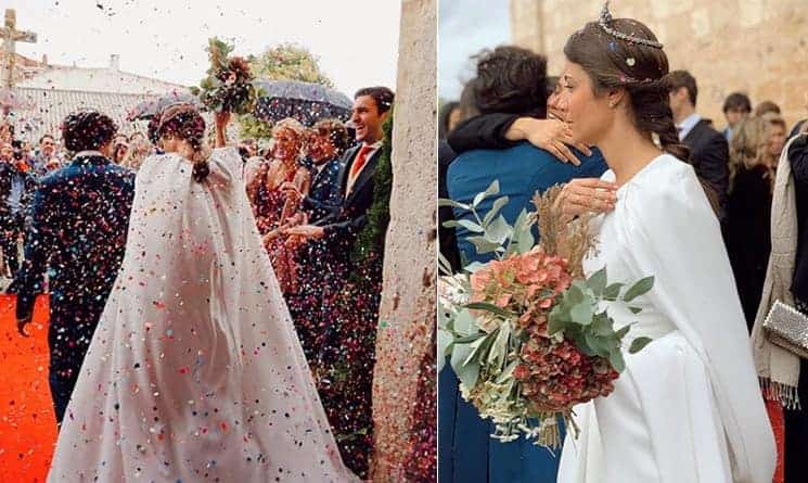 vestido de novia con capa