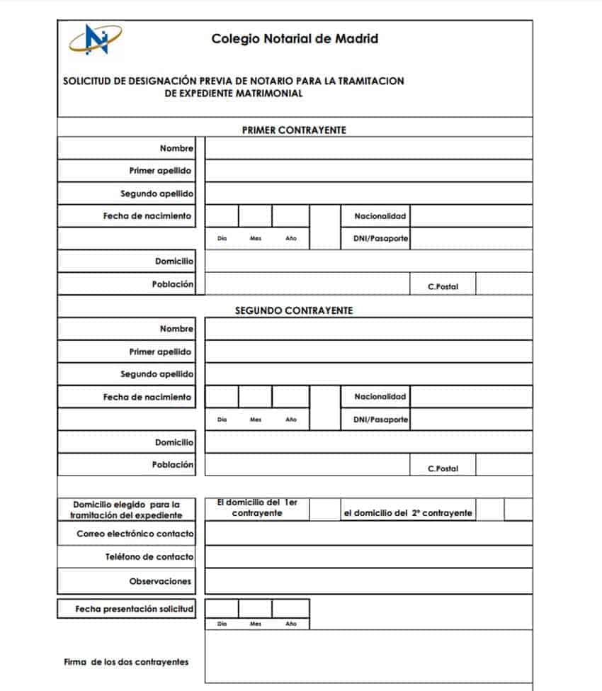 Casarse ante notario // Documento PDF Madrid 